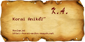 Korai Anikó névjegykártya